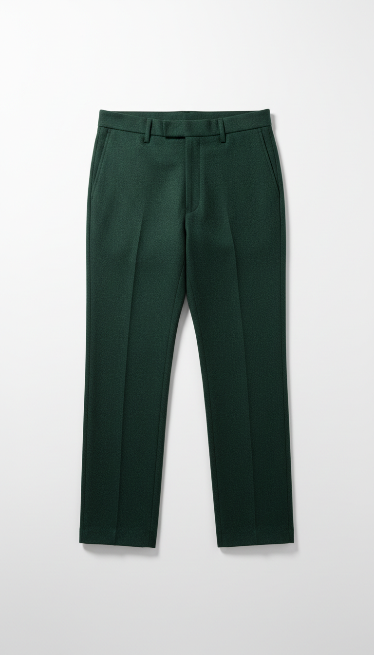 Wool Trousers in Deep Forest Green