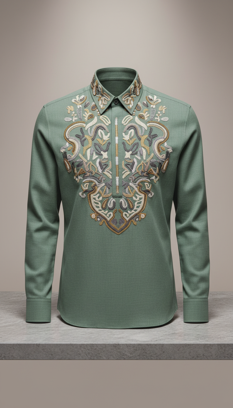 Embroidered Cotton Tailored Shirt
