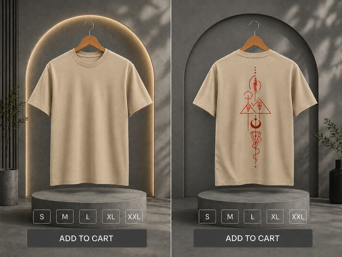 VAREXO Desert Sand Balance Embroidery T-Shirt